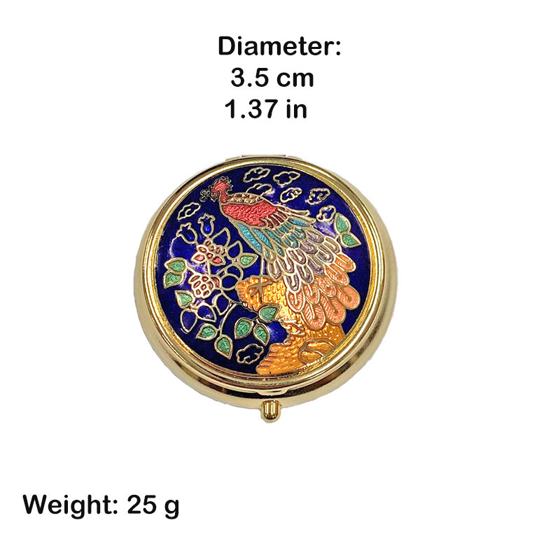 Small round-shaped enamel pillbox